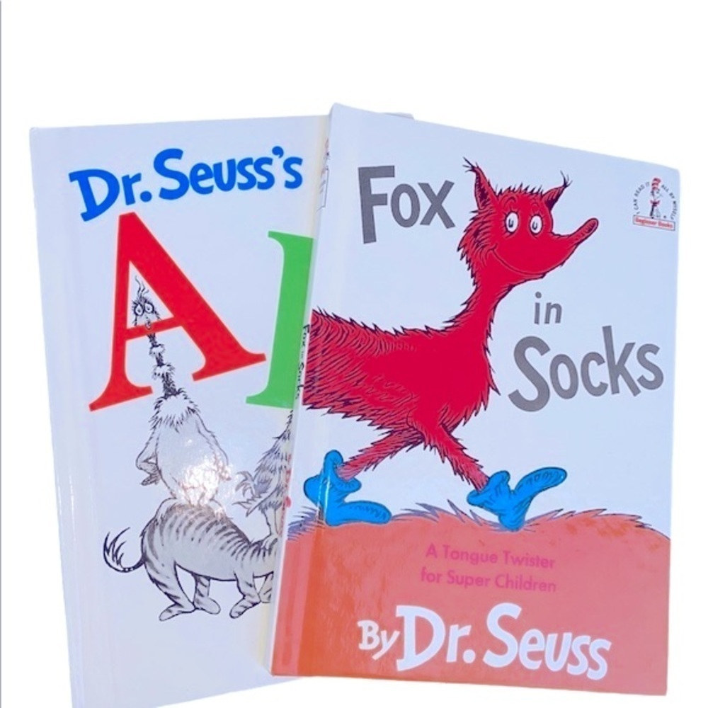 Set of Dr Seuss beginner books- Fox in Socks and ABC books
